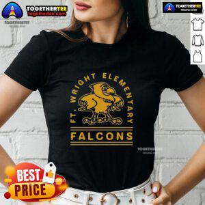 Awesome Ft Wright Falcons Gold Arch Ladies Tee featuring vibrant colors and stylish design for dedicated fans.