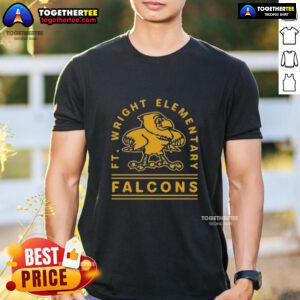 Alt Text: Awesome Ft Wright Falcons Gold Arch T-Shirt featuring bold team graphics and a comfortable fit for fans.