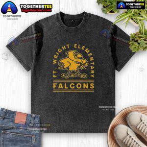 Alt Text: Awesome Ft. Wright Falcons gold arch washed t-shirt featuring a stylish design perfect for fans and casual wear.