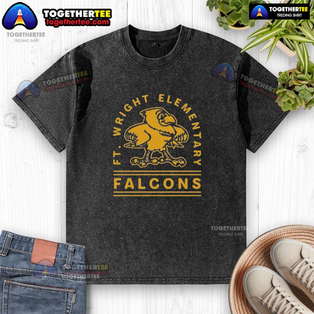Alt Text: Awesome Ft. Wright Falcons gold arch washed t-shirt featuring a stylish design perfect for fans and casual wear.