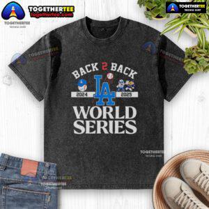 Awesome Los Angeles Dodgers Back 2 Back 2024 2025 World Series Washed T-Shirt showcasing team spirit and championship pride.
