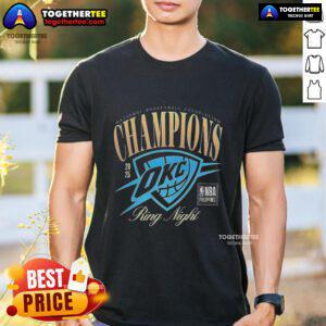Awesome Oklahoma City Thunder NBA Champions 2025 Ring Night T-Shirt featuring team logo and celebratory design.