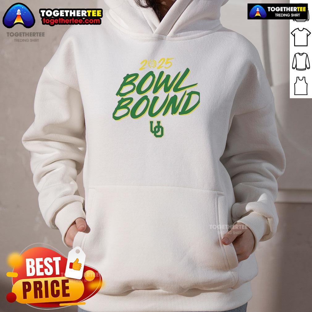 Awesome Oregon Ducks Bowl Bound 2025 Hoodie showcasing team colors and logo, perfect for fans celebrating the season.