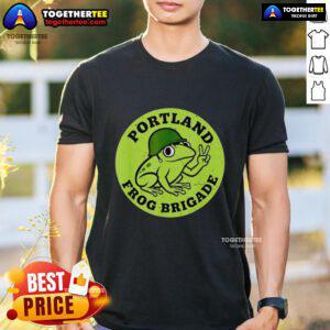 Awesome Portland Frog Brigade Protest T-Shirt featuring vibrant frog graphics and bold protest slogans for eco-activism.