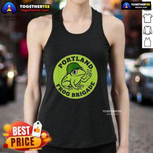 Alt Text: Awesome Portland Frog Brigade protest tank top featuring a vibrant frog design, perfect for activism and casual wear.