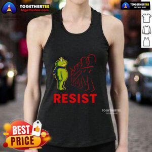 Awesome Portland frog graphic on anti-Trump tank top showcasing bold statement and unique design.