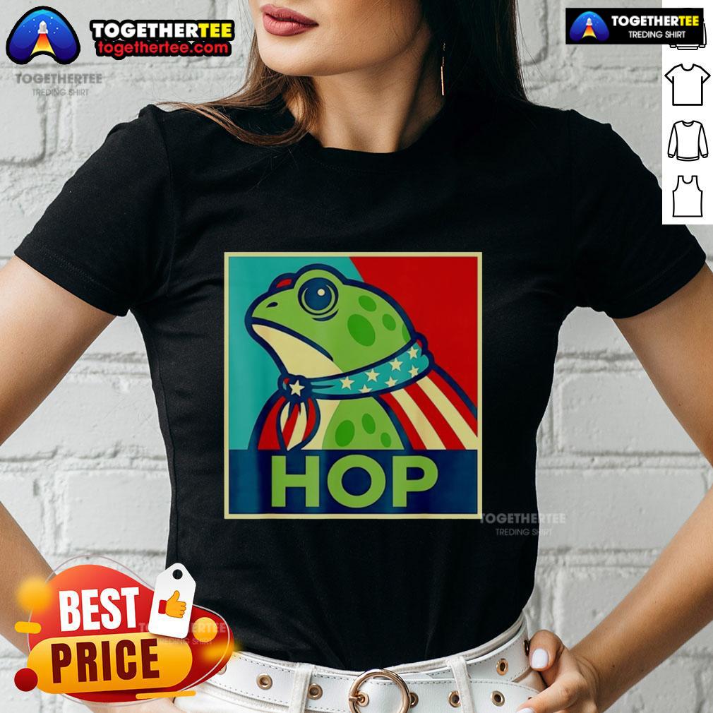 Awesome Portland Frog Hop Ladies Tee featuring a vibrant frog design, perfect for casual wear and showcasing Portland style.