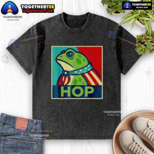 Alt Text: Awesome Portland Frog Hop washed t-shirt featuring a vibrant frog design, perfect for casual, eco-friendly style.
