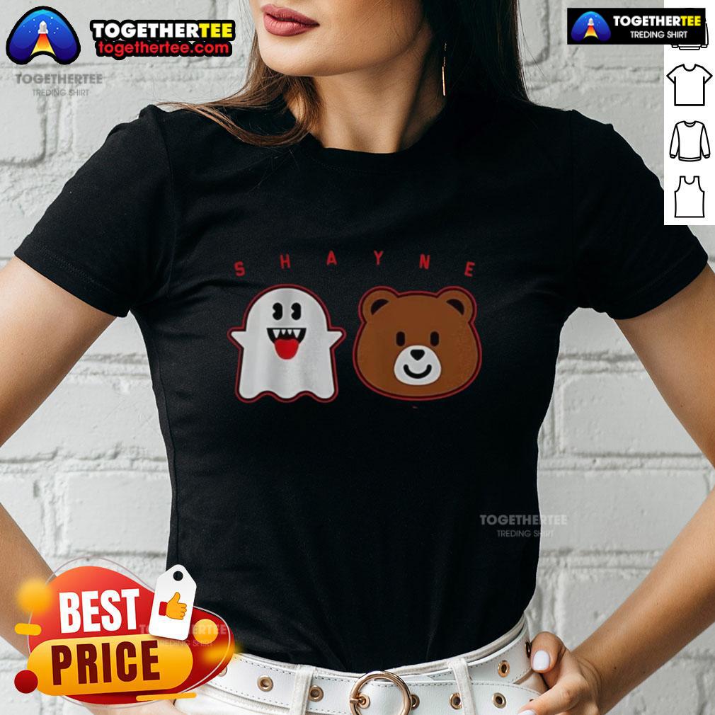 Awesome Shayne Gostisbehere Ghost Bear Halloween Ladies Tee featuring a spooky bear design for festive style.