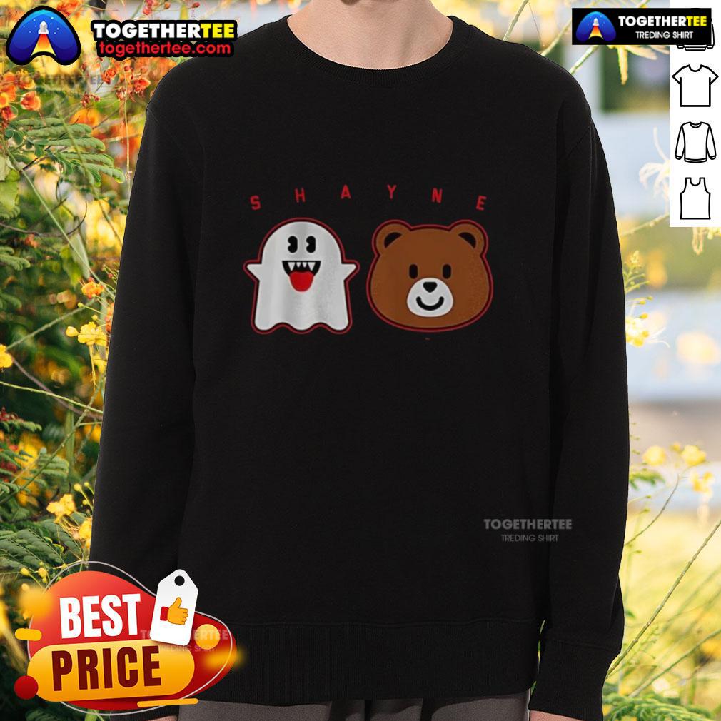 Awesome Shayne Gostisbehere Ghost Bear Halloween sweatshirt featuring a spooky design for fans and festive occasions.