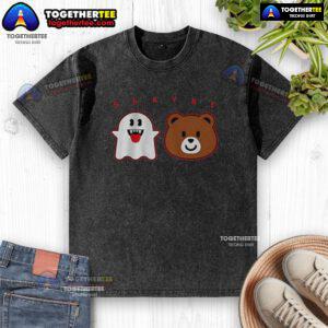 Awesome Shayne Gostisbehere Ghost Bear Halloween washed t-shirt featuring a spooky design for hockey fans.
