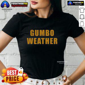 Alt Text: Awesome T-Bob Hebert Gumbo Weather Ladies Tee featuring vibrant design, perfect for fans of New Orleans culture.