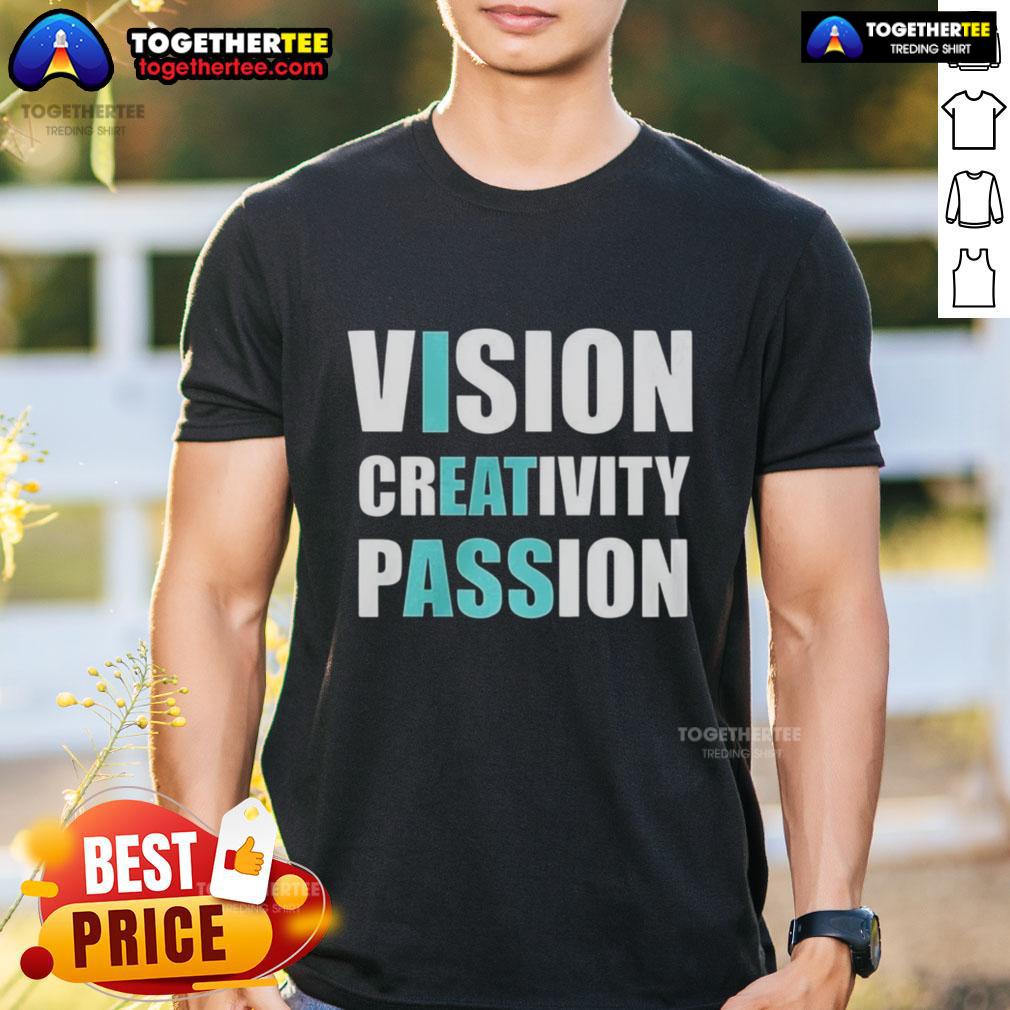 Awesome Vision Creativity Passion T-Shirt featuring vibrant graphic design and inspiring text for creative enthusiasts.