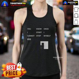 Nin tank top featuring bold 'I Cannot Stop Myself' graphic, perfect for casual wear and expressing confidence.