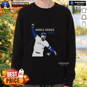 Alt Text: Cute George Springer Toronto Blue Jays MLB World Series 2025 player graphic sweatshirt featuring vibrant design.
