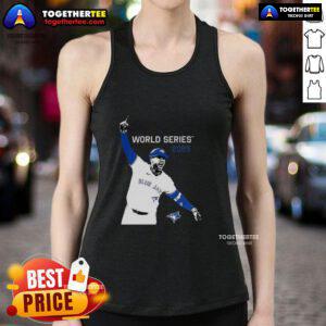 Cute George Springer Toronto Blue Jays MLB World Series 2025 player graphic tank top showcasing stylish baseball apparel.