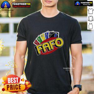 Good Fafo Wild Card Parody T-Shirt featuring a humorous graphic design for fans of parody apparel and casual wear.