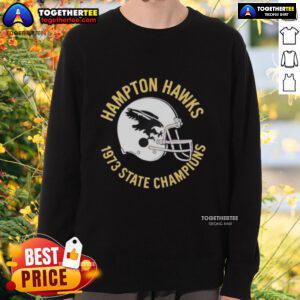Good Hampton Hawks 1973 State Champions helmet sweatshirt showcasing vintage team spirit and pride in athletic history.
