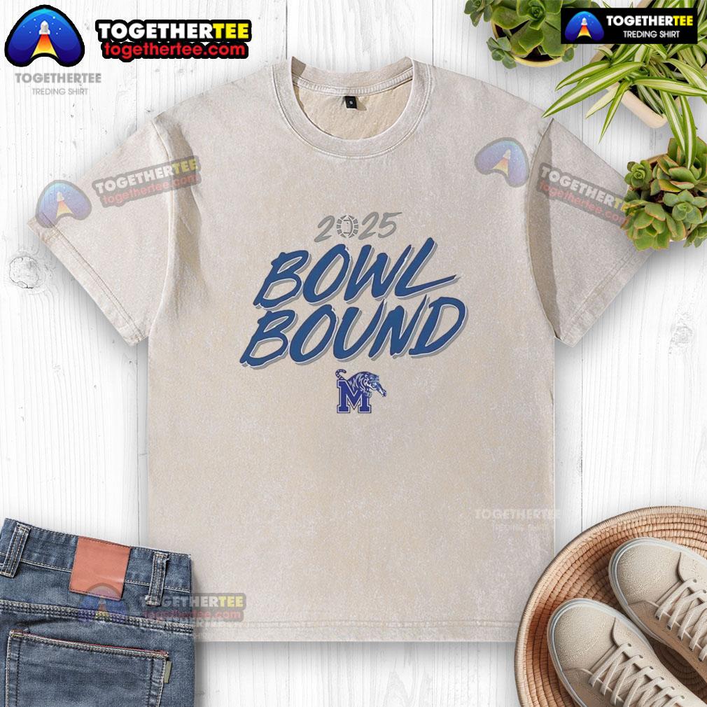 Good Memphis Tigers Bowl Bound 2025 washed t-shirt featuring vibrant team colors and logo for fans and supporters.