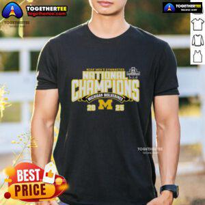 Alt Text: Good Michigan Wolverines 2025 NCAA Men's Gymnastics National Champions T-Shirt featuring team colors and logo.