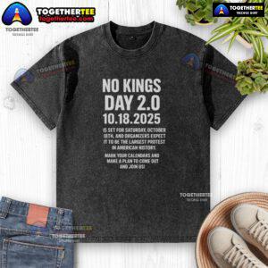 Good No Kings Day 2.0 Oct 18th 2025 washed t-shirt featuring a trendy design and soft fabric for casual wear.