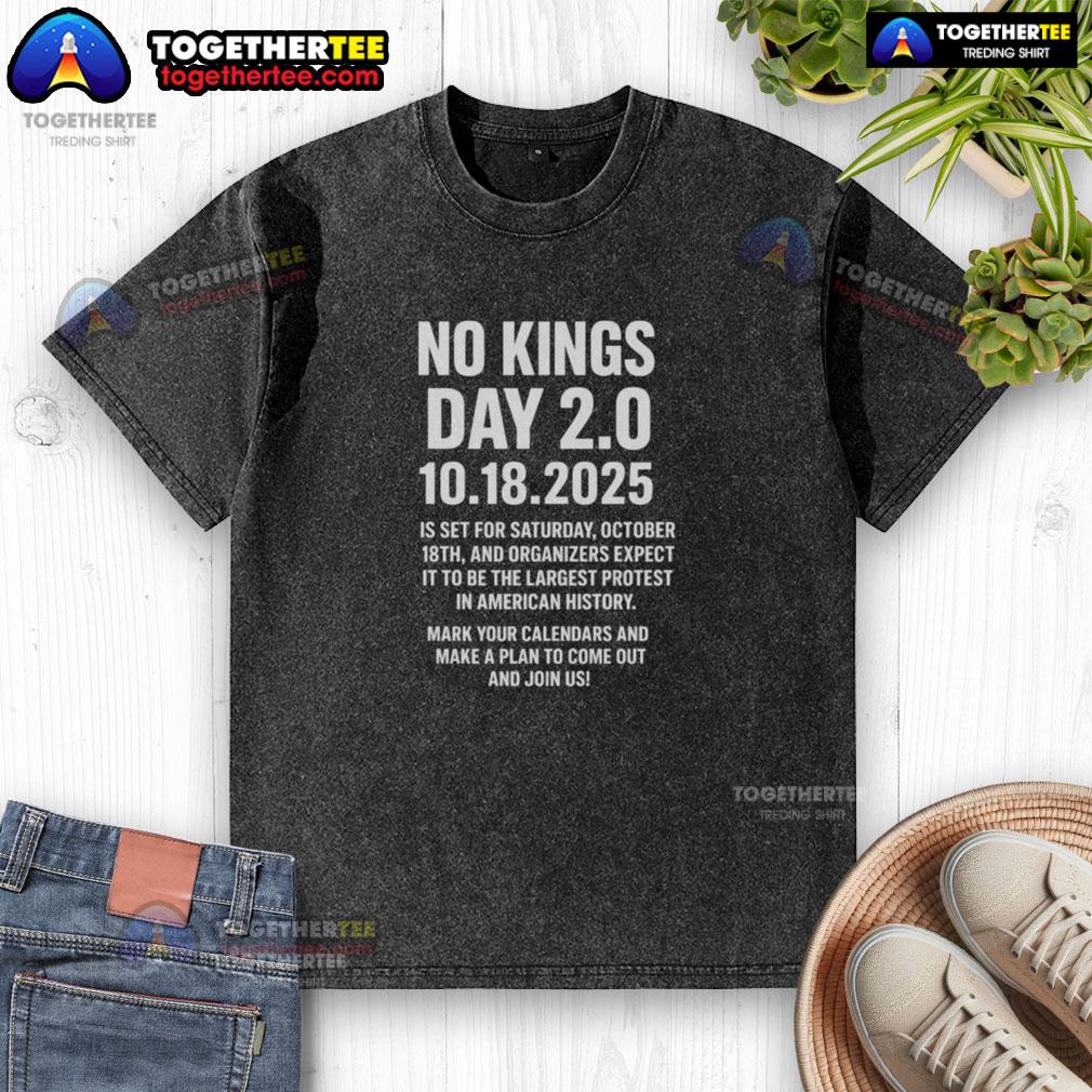 Good No Kings Day 2.0 Oct 18th 2025 washed t-shirt featuring a trendy design and soft fabric for casual wear.