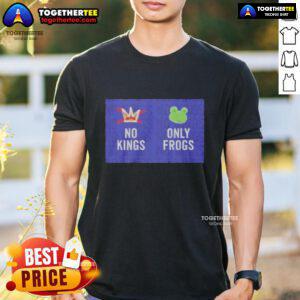 Good No Kings Only Frogs T-Shirt featuring a playful frog graphic, perfect for casual wear and frog enthusiasts.