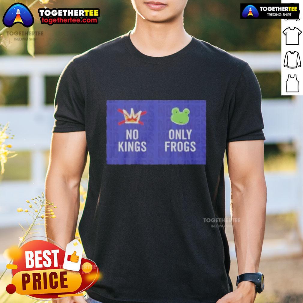 Good No Kings Only Frogs T-Shirt featuring a playful frog graphic, perfect for casual wear and frog enthusiasts.
