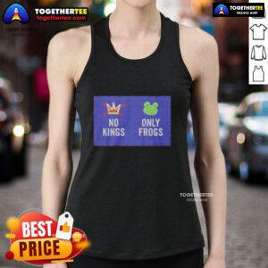 Good No Kings Only Frogs tank top featuring a playful frog graphic, perfect for casual wear and frog lovers.