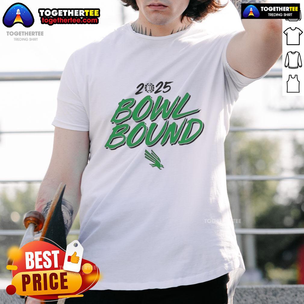 Good North Texas Mean Green Bowl Bound 2025 T-Shirt featuring bold team colors and graphics for fans celebrating the season.