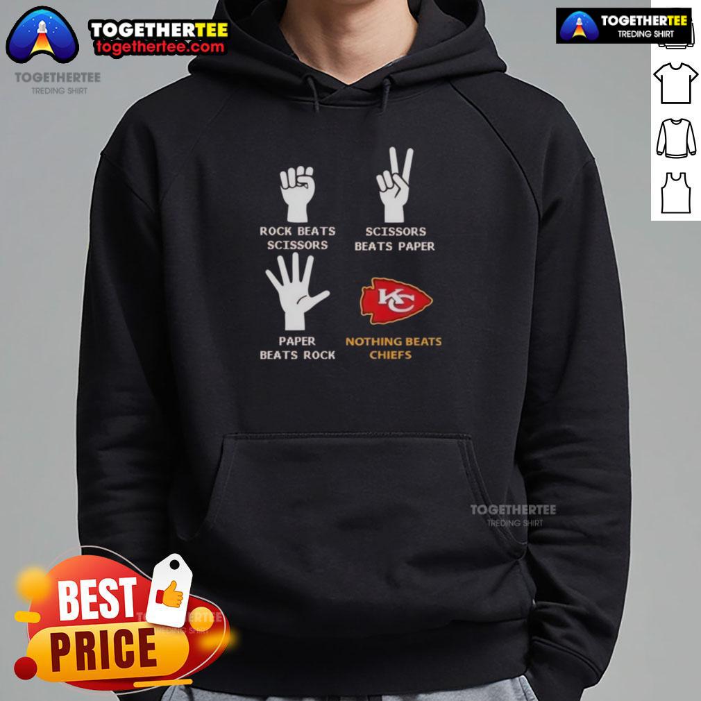 Good Nothing Beats Kansas City Chiefs Rock Beats Scissors Hoodie featuring team colors and logo, perfect for fans.