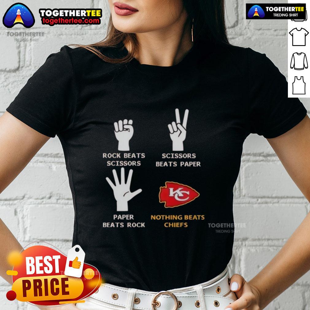 Good Nothing Beats Kansas City Chiefs Rock Beats Scissors Ladies Tee featuring team colors and logo for game day style.