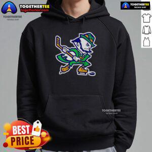 Alt Text: Notre Dame Fighting Irish hockey leprechaun hoodie, showcasing team spirit and style for fans and players alike.