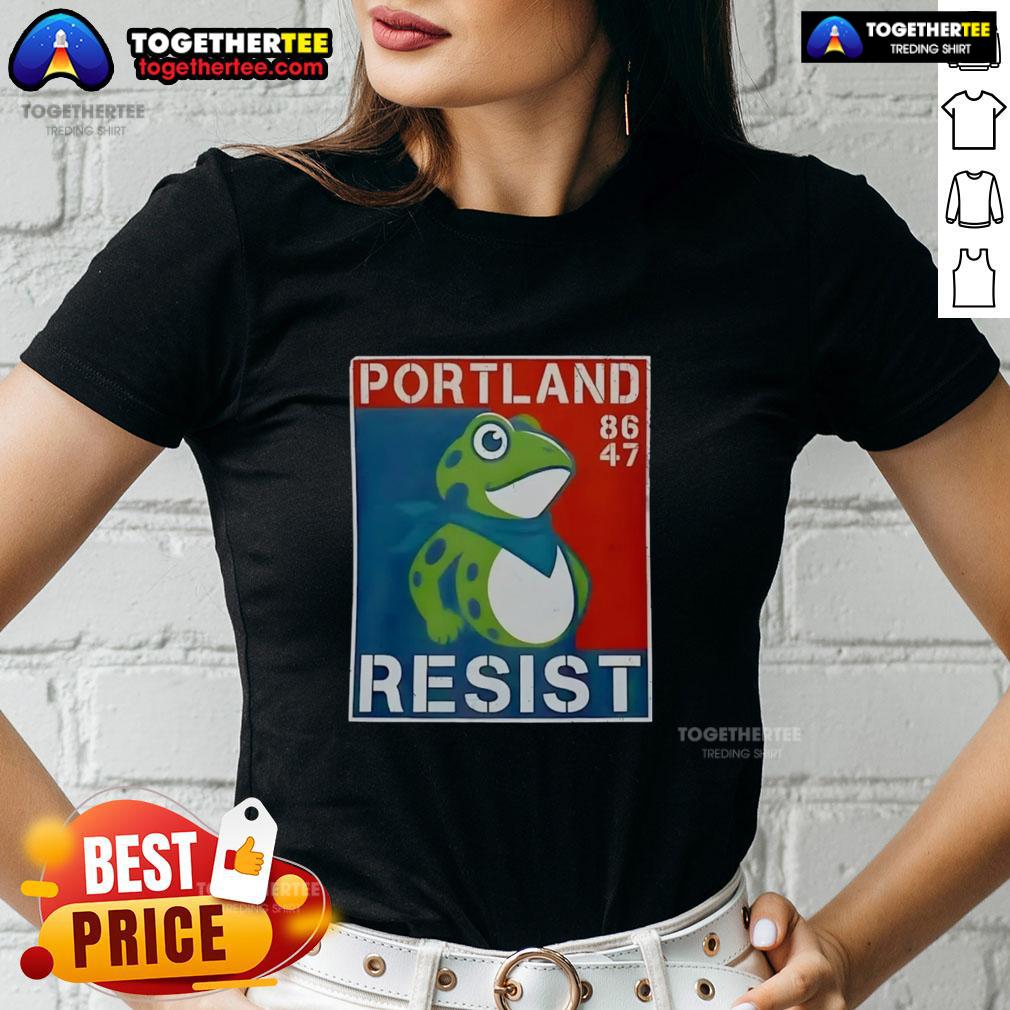 Good Portland Frog 86-47 Ladies Tee featuring a stylish frog design, perfect for casual wear and frog lovers.