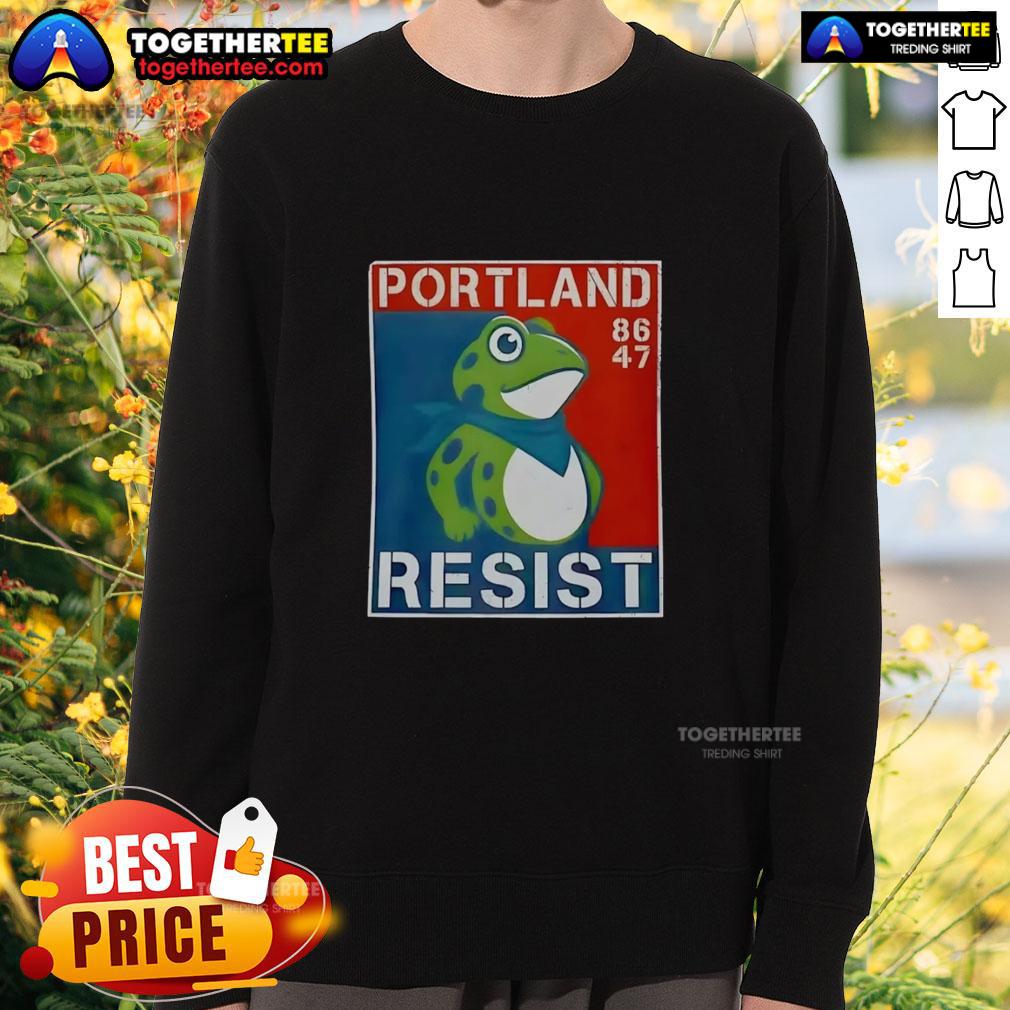 Good Portland Frog 86/47 sweatshirt featuring a vibrant frog design, perfect for casual wear and Portland fans.