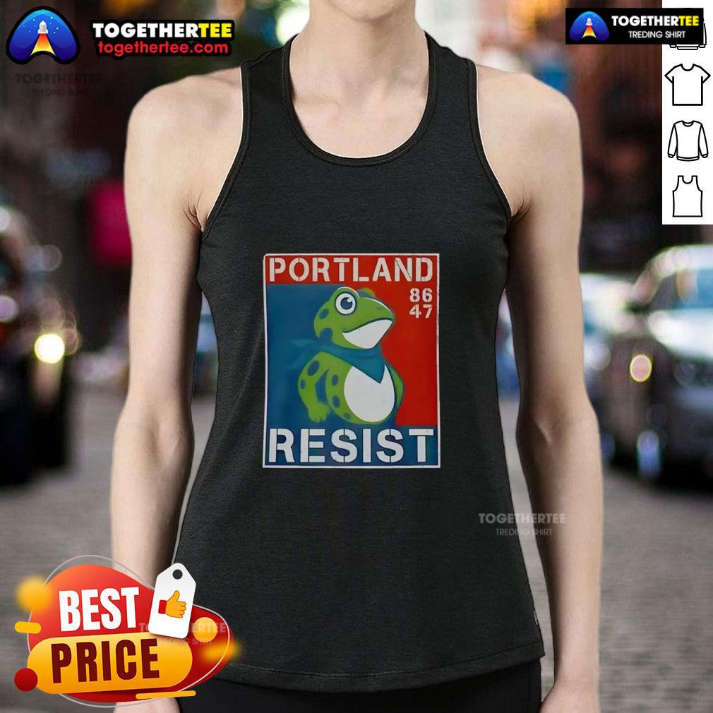 Good Portland Frog 86-47 Tank Top featuring a vibrant frog graphic, perfect for casual summer outings and unique fashion.
