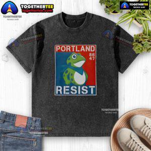 Alt Text: Good Portland Frog 86/47 washed t-shirt featuring a vibrant frog graphic, perfect for casual wear in Portland.
