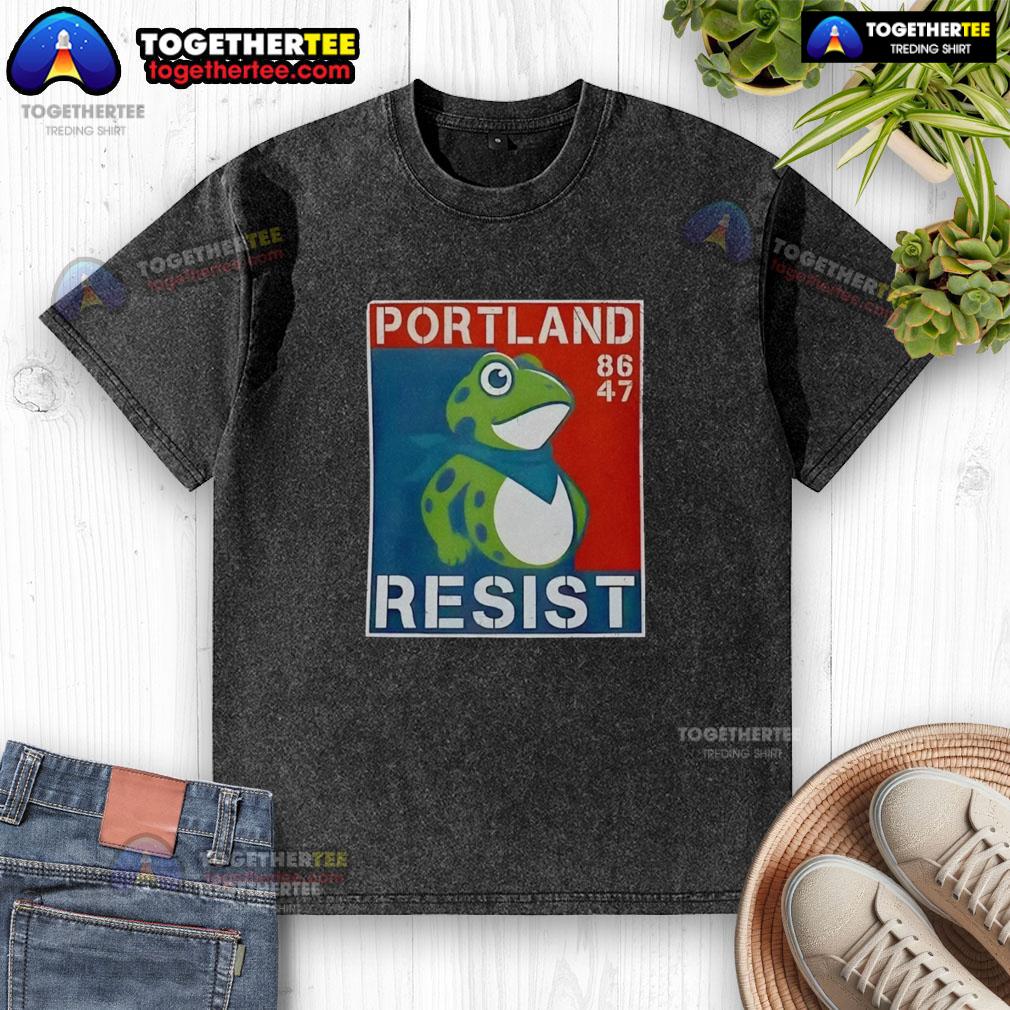 Alt Text: Good Portland Frog 86/47 washed t-shirt featuring a vibrant frog graphic, perfect for casual wear in Portland.