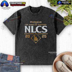 Los Angeles Dodgers NLCS 2025 washed t-shirt featuring vintage design, perfect for fans celebrating postseason victories.