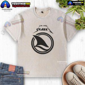Fan wearing a favorite washed t-shirt at a San Jose Sharks game day, showcasing team spirit and excitement.