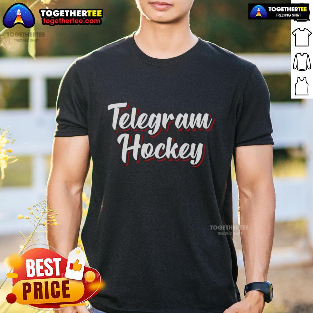 Alt Text: Good Telegram Hockey New Jersey Devils T-Shirt featuring team logo and vibrant colors for passionate fans.