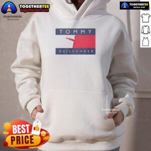 Good Tommy Heilfuhrer logo parody hoodie featuring a unique design perfect for humor and casual wear.