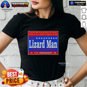 Good Vote Lizard Man of Scape Ore Swamp 1988 US President ladies tee featuring a whimsical lizard graphic design.