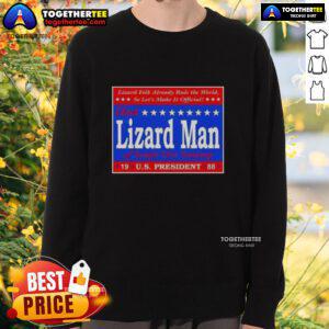 Alt Text: Good Vote Lizard Man of Scape Ore Swamp US President 1988 sweatshirt featuring vibrant graphic design.