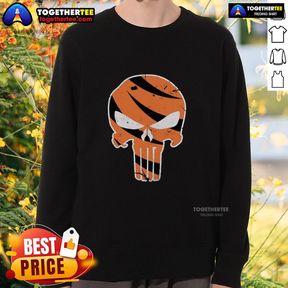 Good Who Dey Punisher Cincinnati Bengals Sweatshirt featuring bold team colors and logo, perfect for game day style.
