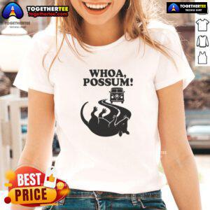 Good Whoa Possum Ladies Tee featuring a playful possum graphic on a stylish women's t-shirt, perfect for casual wear.