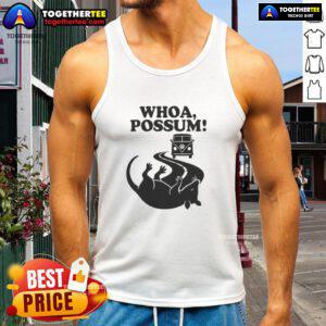Stylish Good Whoa Possum Tank Top featuring a playful possum graphic, perfect for casual summer wear.
