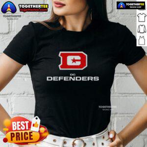 Hot DC Defenders Lockup Logo on a stylish ladies tee, perfect for fans showcasing team spirit and style.