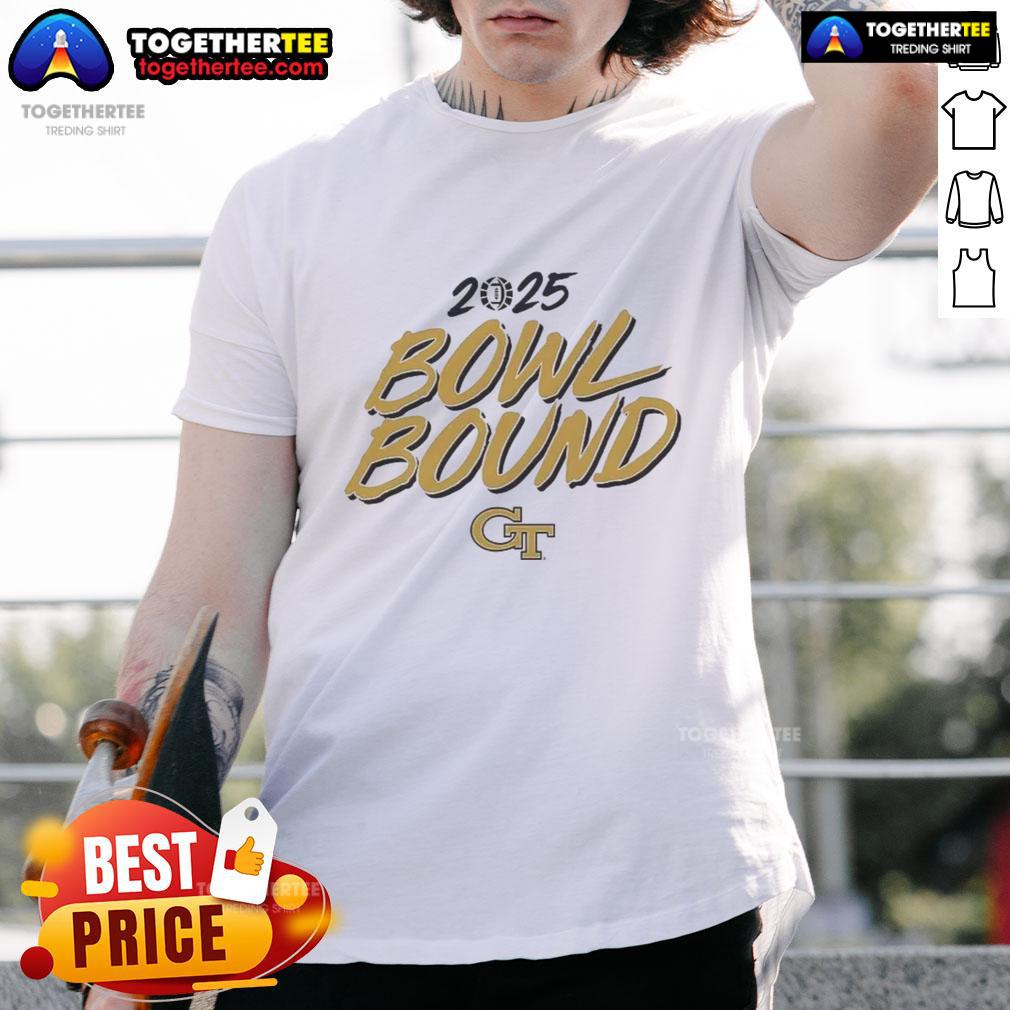Hot Georgia Tech Yellow Jackets Football 2025 Bowl Bound T-Shirt featuring team logo and vibrant colors for fans.
