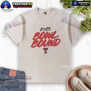 Alt Text: Hot Texas Tech Red Raiders Football 2025 Bowl Bound washed t-shirt featuring team colors and logo design.